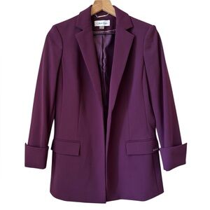 Calvin Klein Open Front Blazer in Eggplant Purple Sz 6 Office Wear Business Wear